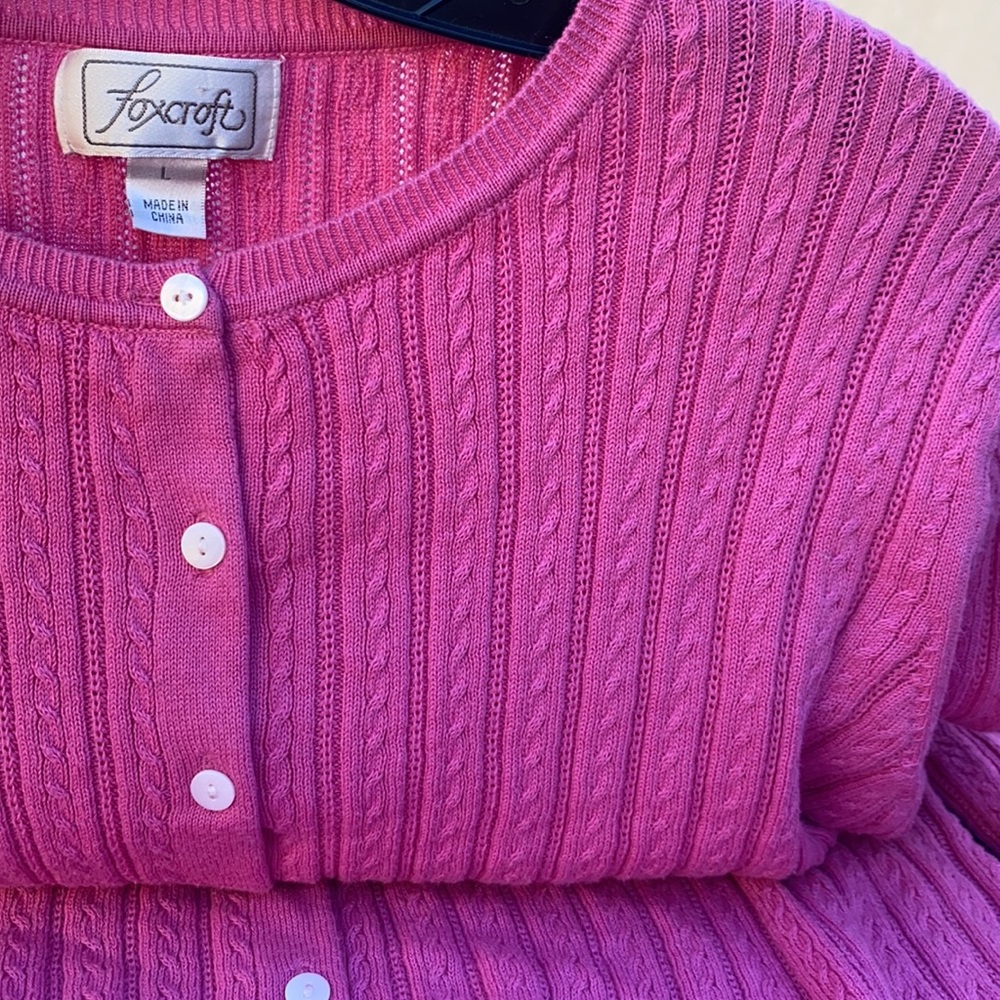 FOXCROFT Pink Button Down Supima Cardigan Sweater - Picture 16 of 16